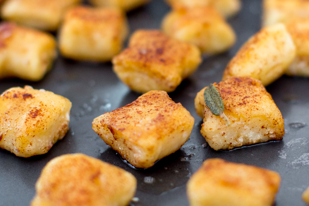 Browned Butter Mizithra Dunderi all fried up in brown butter.
