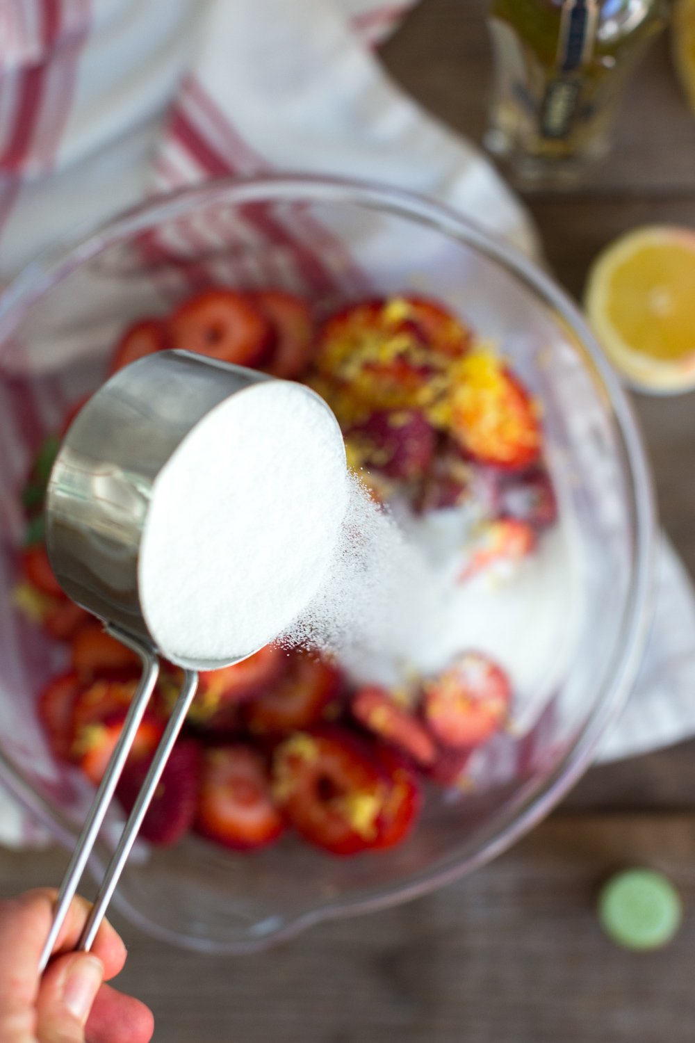 strawberry sugar shower for Strawberry Pistachio Crisp