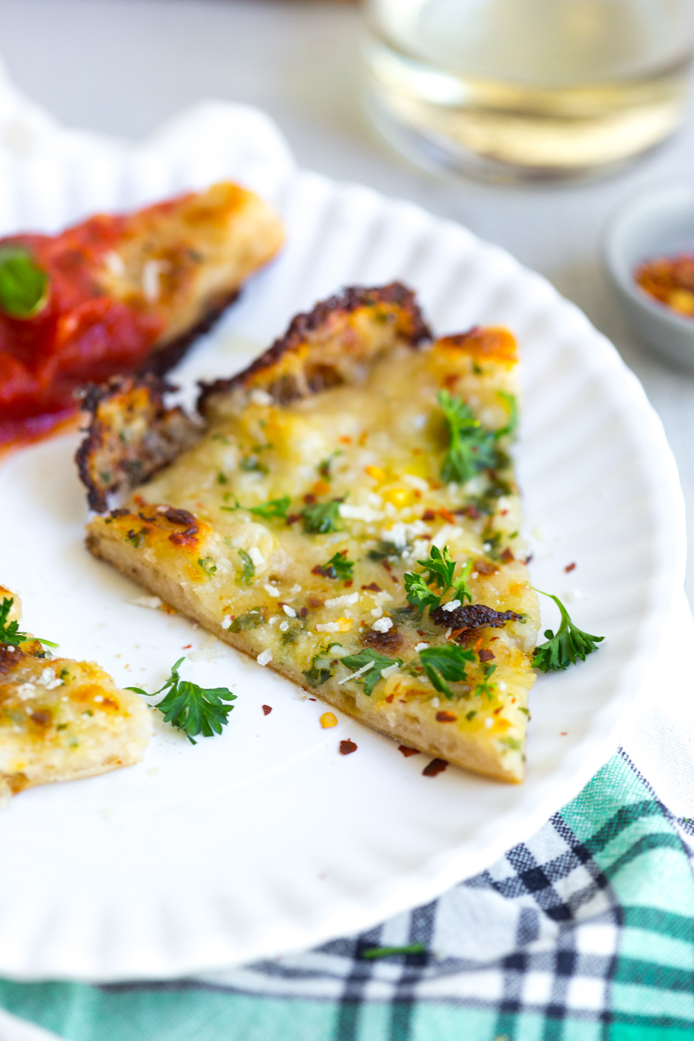 Cheesy Garlic Bread Pizza slice.