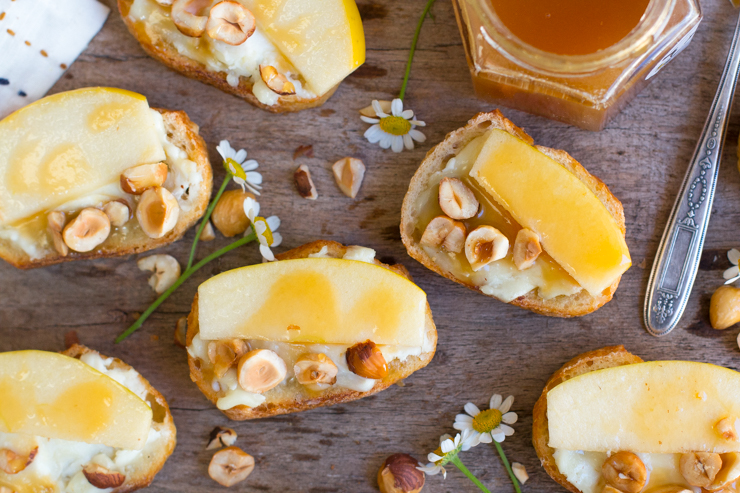 Goat Cheese Apple Hazelnut & Cajeta Crostini