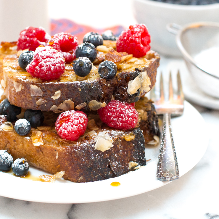 Coconut French Toast with Mixed berries and coconut nectar