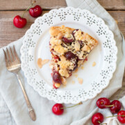 Cherry Almond Shortbread Crumble Tart
