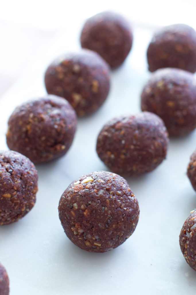 shape energy bites into balls with a cookie scoop
