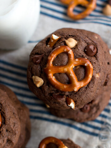 Chocolate Peanut Butter Chip Pretzel Cookies