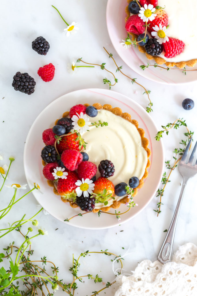 Personal sized Berry Mascarpone Tarts with Almond Shortbread Crust