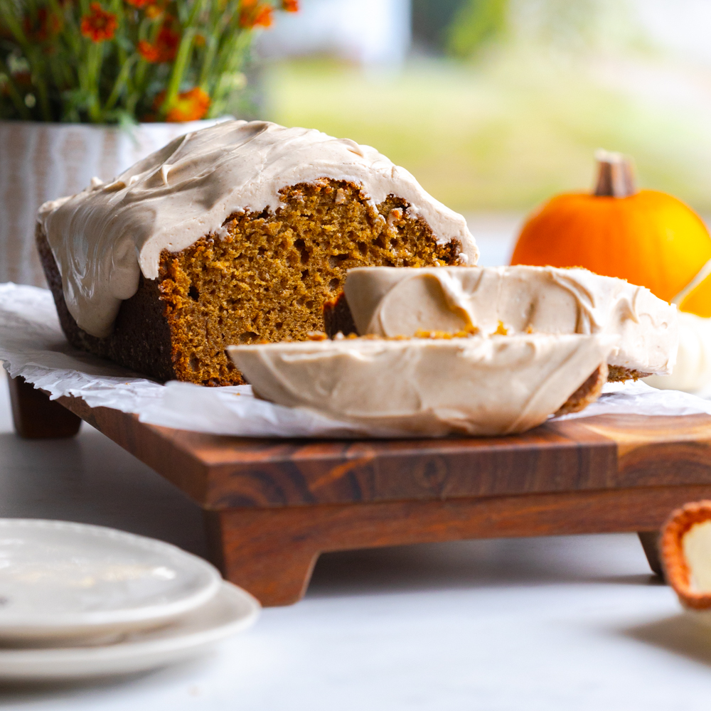Pumpkin Spice Bread with Maple Cream Cheese Frosting by Baking The Goods