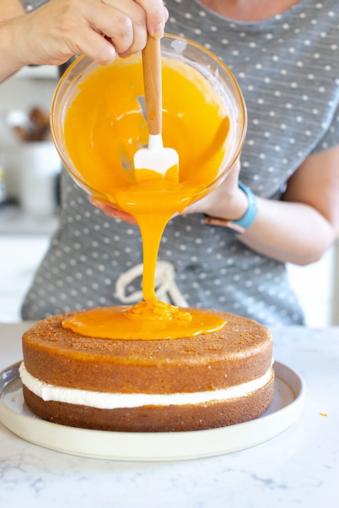 pouring White Chocolate Orange Ganache
