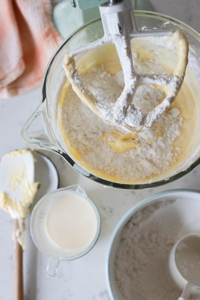 mixing cake batter